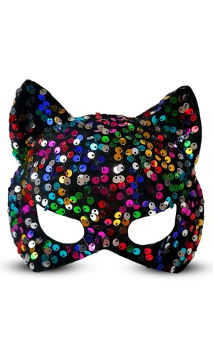 Siyah Kadife Payetli Parti Maskesi