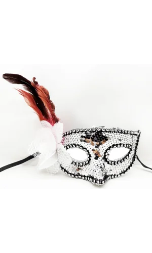 Siyah Kadife Rengarenk Pullu Maske