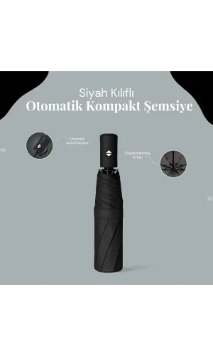 Siyah Kılıflı Otomatik Kompakt Şemsiye