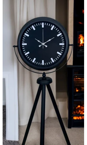 Siyah Lüks Sade Tripod Ayaklı Saat