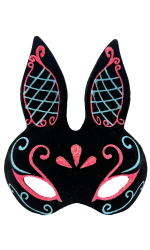 Siyah Mavi Kırmızı Tavşan Maskesi