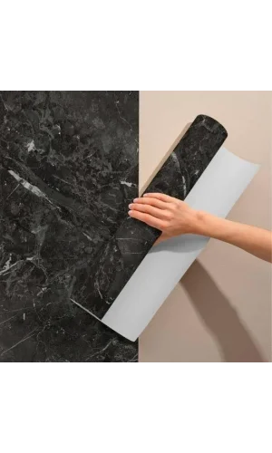 Siyah Mermer Desenli Yapışkanlı Kaplama Kağıdı 5 Metre