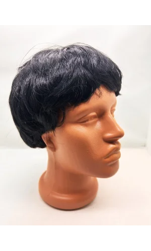 Siyah Renk Kısa Kesim İçi Astarlı Erkek Peruğu