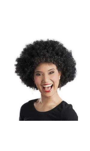 Siyah Renk Kıvırcık Afro Bonus Parti Peruğu