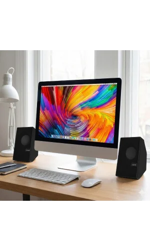 Siyah USB 2.0 + 3.5mm USB Hoparlör