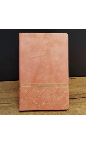 Somon Rengi Desenli Deri Defter