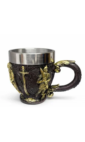 Şövalye Kabartmalı 3D Paslanmaz Çelik Kupa Bardak