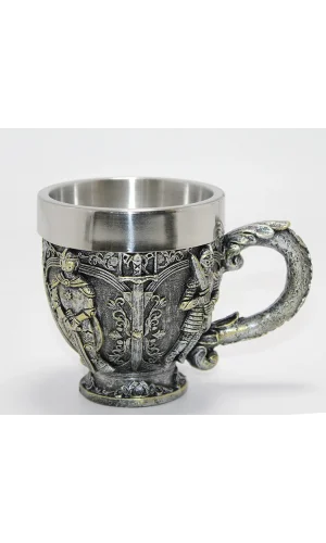 Şövalye Kabartmalı Paslanmaz Çelik Kupa Bardak