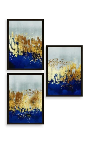 Soyut Üçlü Ahşap Çerçeveli Tablo