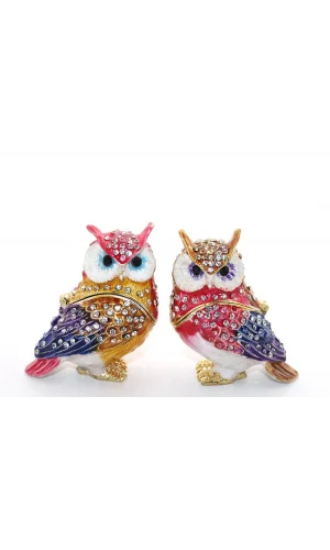 Swarovski Taşlı 2li Baykuş Seti