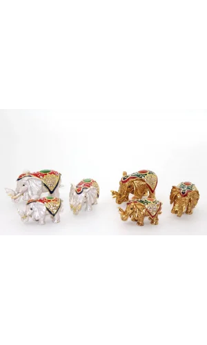 Swarovski Taşlı 3lü Fil Figürü Model 4
