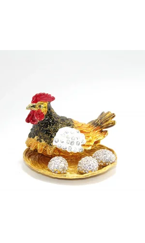 Swarovski Taşlı Yumurtalı Tekli Tavuk Model 1
