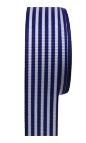 Tafta Çizgi Desen Kurdele 25 mm Lacivert 2 Metre