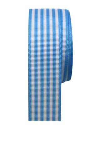 Tafta Çizgi Desen Kurdele 25 mm Mavi 1 Metre