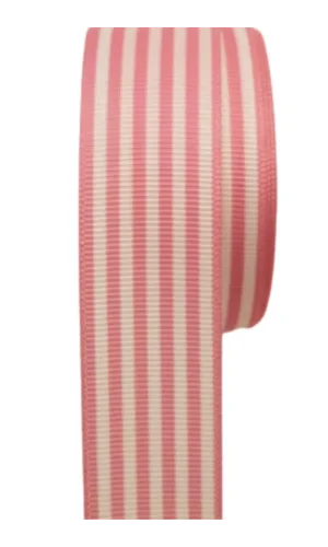 Tafta Çizgi Desen Kurdele 25 mm Pudra 1 Metre