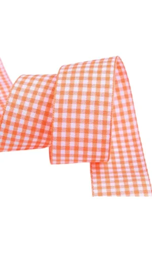 Tafta Ekoseli Kurdele 25 mm Turuncu 2 Metre