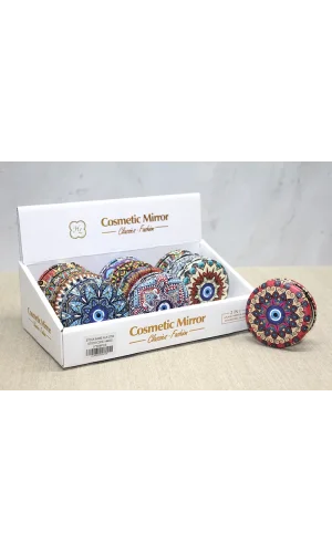 Taşlı Yuvarlak El Aynası Kalın Model 5