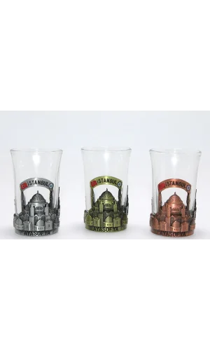 Tekli Metal Cam Bardaklı Shot Bardak