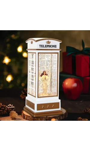 Telefon Kulübeli Işıklı Müzikli Kar Küresi