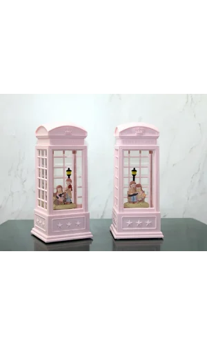 Telefon Kulübeli Kış Masalı Işıklı Müzikli Kar Küresi