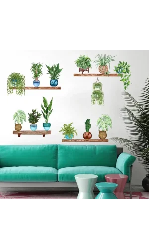 Tropikal Bitkiler Duvar Stickerı Model B