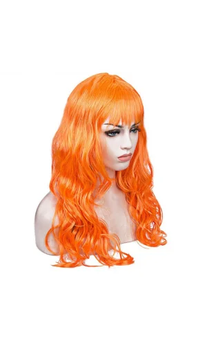 Turuncu Renk Astarlı Dalgalı Kesim Parti Peruğu