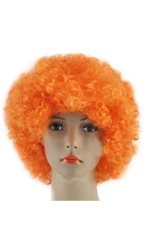 Turuncu Renk Kıvırcık Peruk