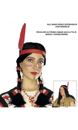 Tüylü Örgülü Kızılderili Parti Peruğu