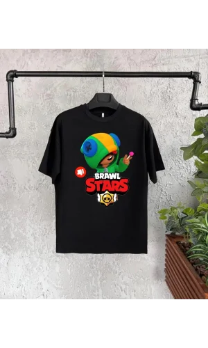 Unisex Baskılı Kısa Kol Çocuk T-Shirt - Siyah