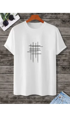 Unisex Baskılı Oversize T-Shirt - Beyaz