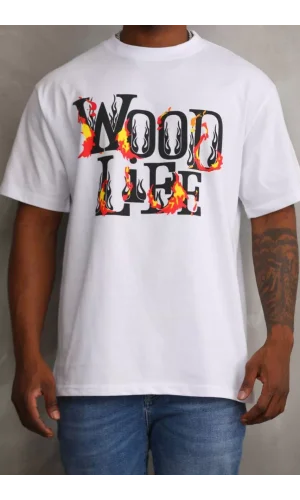 Unisex Baskılı Oversize T-Shirt - Beyaz