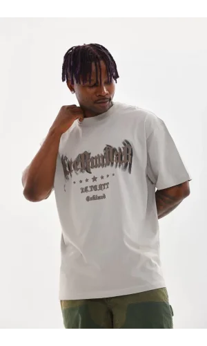 Unisex Baskılı Oversize T-Shirt - Gri
