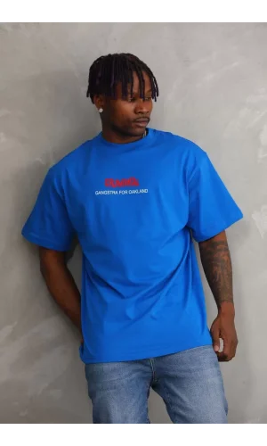 Unisex Baskılı Oversize T-Shirt - Mavi