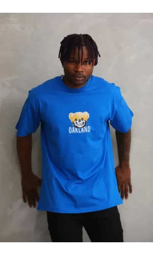 Unisex Baskılı Oversize T-Shirt - Mavi