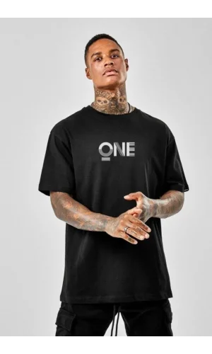 Unisex Baskılı Oversize T-Shirt - Siyah