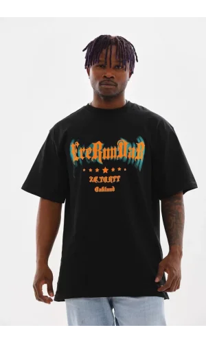 Unisex Baskılı Oversize T-Shirt - Siyah