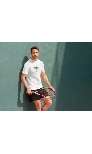 Unisex Bisiklet Yaka Baskılı Oversize T-Shirt - Beyaz