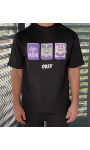Unisex Bisiklet Yaka Baskılı Oversize T-Shirt - Siyah