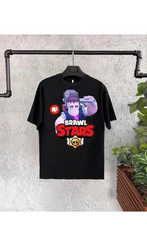 Unisex Bisiklet Yaka Kısa Kol Baskılı Çocuk T-Shirt - Siyah