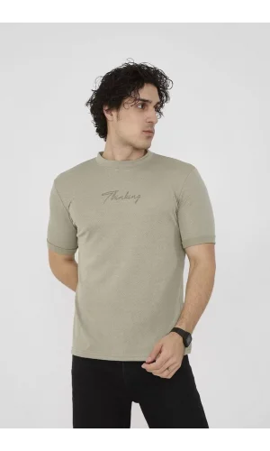 Unisex Bisiklet Yaka Slim fit T-Shirt- Açık Yeşil