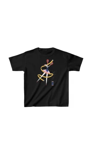 Unisex Çocuk Baskılı T-Shirt - Siyah