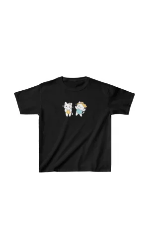 Unisex Çocuk Baskılı T-Shirt - Siyah