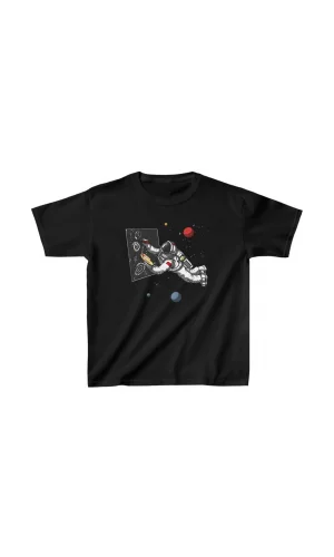 Unisex Çocuk Baskılı T-Shirt - Siyah