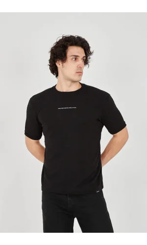 Unisex Jakar Kumaş Slim Fit T-Shirt - Siyah