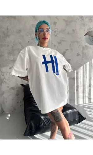 Unisex Nakış İşlemeli T-Shirt - Beyaz