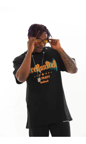 Unisex Oversize Kolye Dahil T-Shirt - Siyah