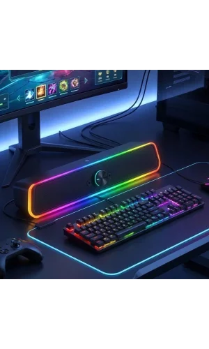USB Jak Ve Mikrofon Çıkışlı RGB Hoparlör