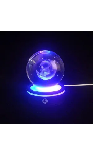 USBli Astronot Tasarımlı Dönen Cam Küre
