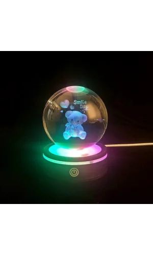 USBli Ayıcık Tasarımlı Dönen Cam Küre