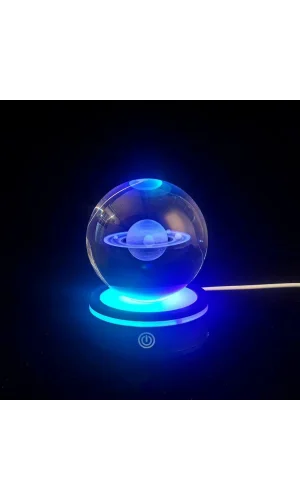 USBli Satürn Tasarımlı Dönen Cam Küre